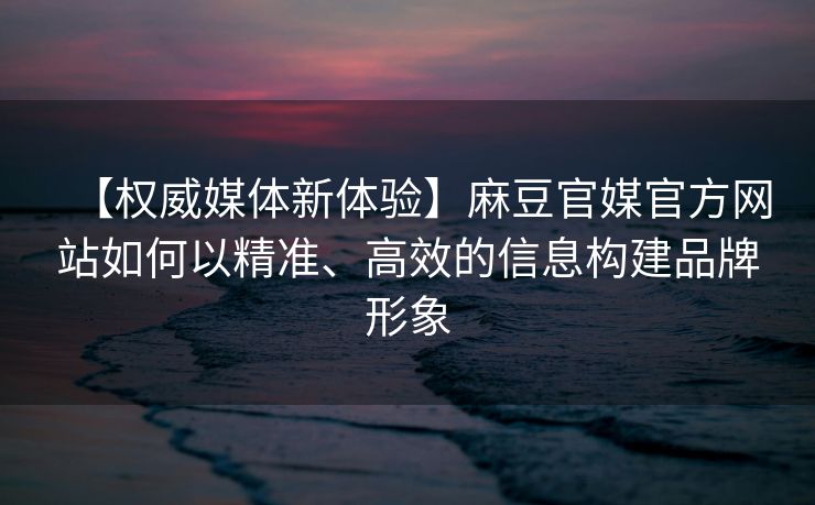 【权威媒体新体验】麻豆官媒官方网站如何以精准、高效的信息构建品牌形象