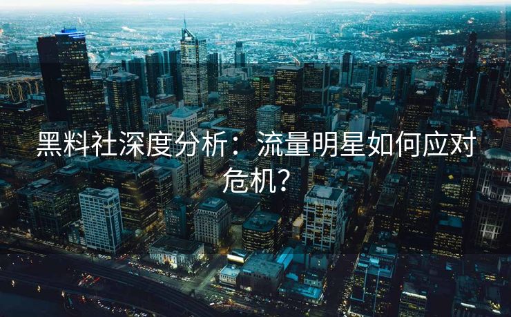 黑料社深度分析：流量明星如何应对危机？